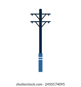 Electricity high voltage poles. Electrician tools, electrician supplies flat vector illustration