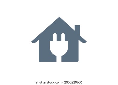 Electricity house with plug home repair vector logo design Power logotype design template