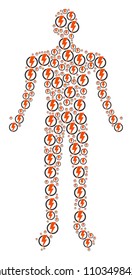 Electricity human figure. Vector electricity icons are grouped into human combination.