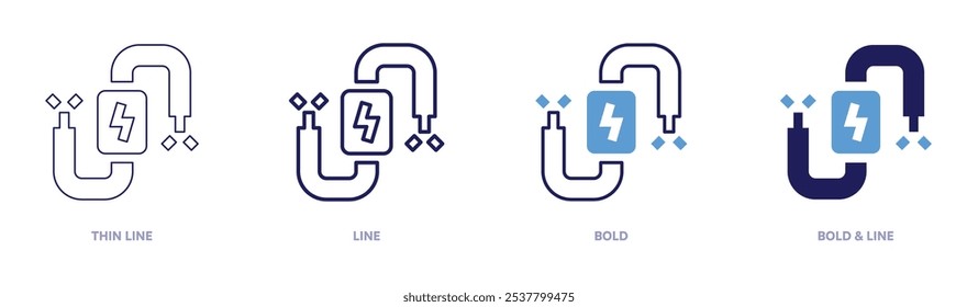Electricity icon in 4 different styles. Thin Line, Line, Bold, and Bold Line. Duotone style. Editable stroke.