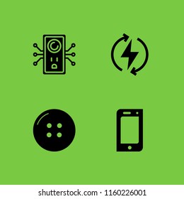 electricity icon. 4 electricity set with button, power and plug vector icons for web and mobile app