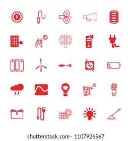 Electricity icon. collection of 25 electricity filled and outline icons such as bulb heart, no charge, wire, plug, bulb. editable electricity icons for web and mobile.