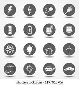 Electricity icon collection - vector silhouette illustration. Signs for infographic, logo, app development and website design.