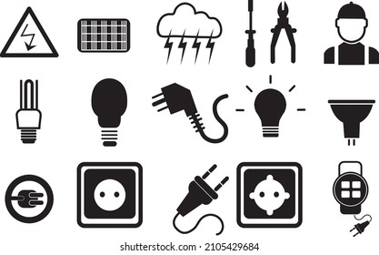 Electricity icon collection - vector silhouette illustration.eps