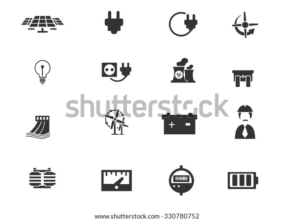 Electricity Icon Collection Vector Silhouette Illustration Stock Vector ...