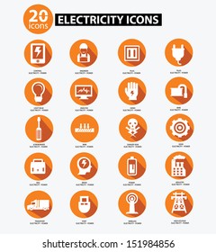 Electricity icon collection,Orange version,vector