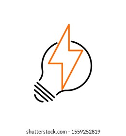 Electricity icon. Concept of energy and electric power. Outline thin life flat illustration. Isolated on white background. 