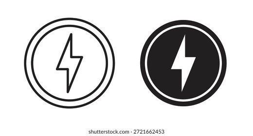 Electricity icon flat and thin stroke vector pack. Editable icons set