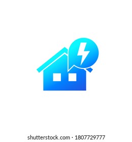 electricity icon with house, vector