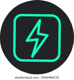 electricity icon isolated bright black background
