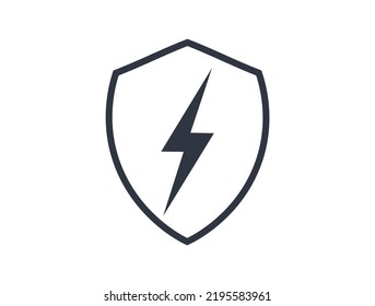 Electricity icon on a trust shield, concept of protection and security.
