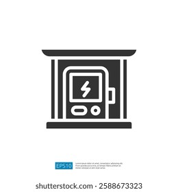 Electricity Icon Representing Power Supply Device Featuring Outlet and Charging Functionality in Minimalistic Design