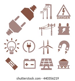 electricity icon set