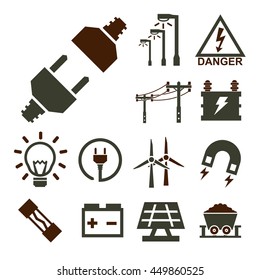 electricity icon set