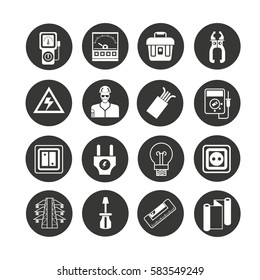 electricity icon set in circle button