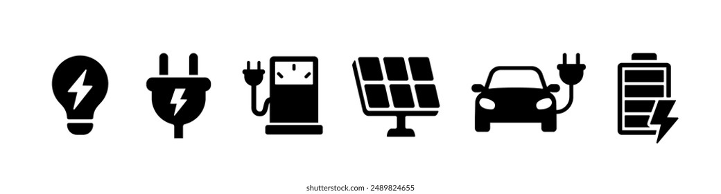 Electricity icon set. Electric power icon.