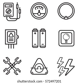 Electricity icon set illustration design, line colour Eps10