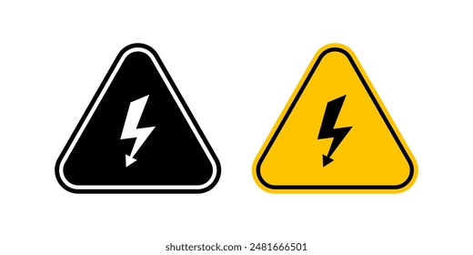 Conjunto de iconos de electricidad. símbolo del rayo. señal de voltaje eléctrico. para concepto móvil y Diseño web. Ilustración vectorial sobre fondo blanco
