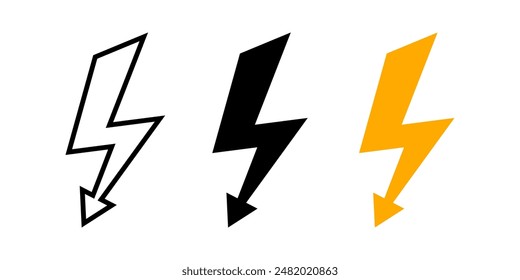Electricity icon set. lightning Symbol. electric voltage sign. for mobile concept and web design. vector illustration on white background