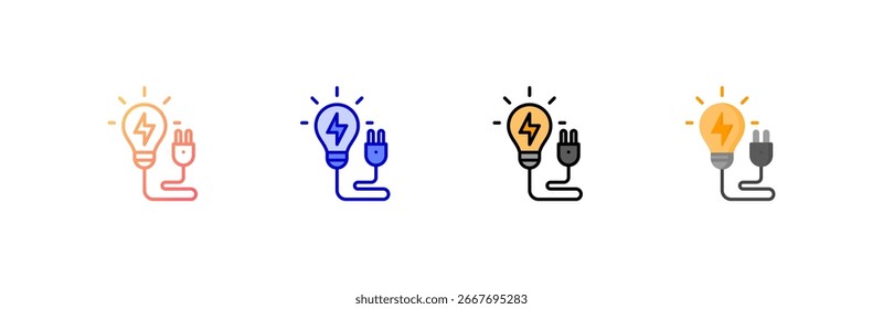 Electricity icon set multiple style collection