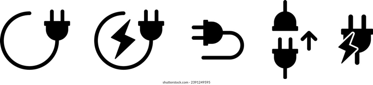 Conjunto de iconos de electricidad de enchufe y carga