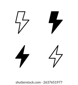 Electricity icon set. Thunder icon. Lightning bolt icon. Energy icon.