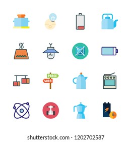 electricity icon set. vector set about lamp, grid, atomic and kettle icons set.