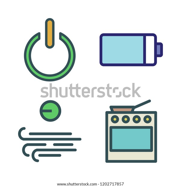 electricity icon set. vector set about power, wind,\
battery and oven icons\
set.