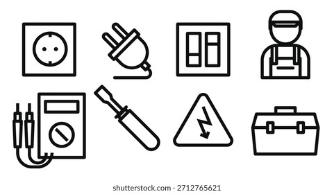 Ilustração do vetor do conjunto de ícones de eletricidade