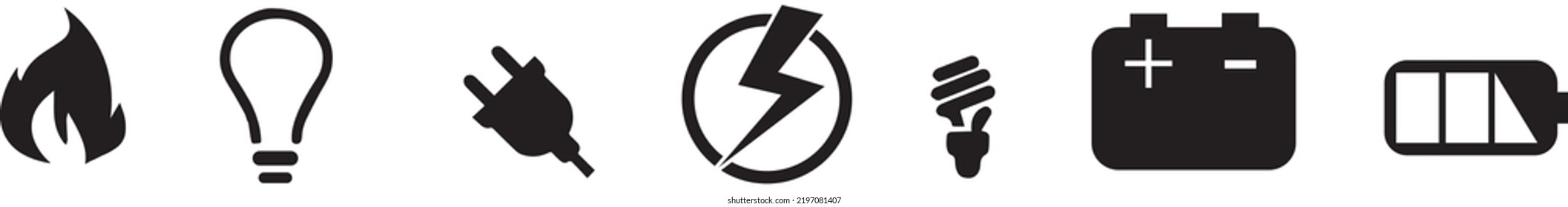 Electricity icon set vector on white background