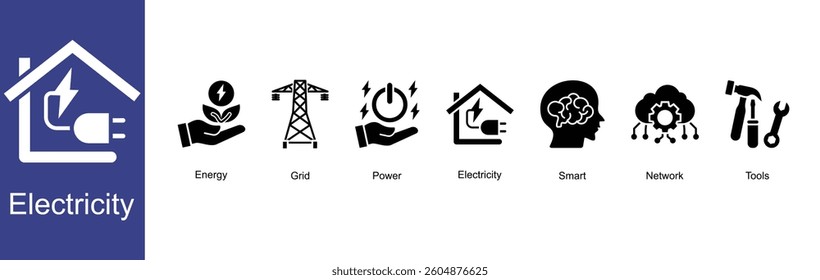  Electricity icon sets the importance of electricity in life
