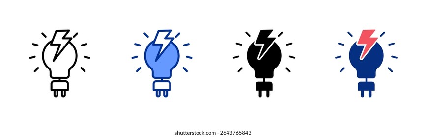 Colección de múltiples estilos de la hoja de iconos de electricidad