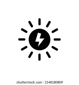 Electricity icon with sun. solar energy. solid icon style. suitable for Renewable energy symbol. simple design editable. Design template vector