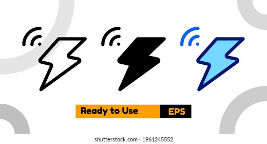 icono de electricidad con tres estilos y símbolo de señas aislado ilustración vectorial de alta calidad para banner, afiche, medios sociales, presentación y sitio web