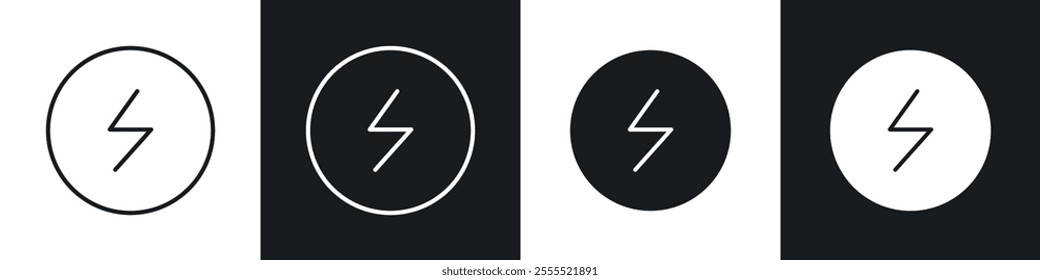 Electricity icon vector collection in black and white.