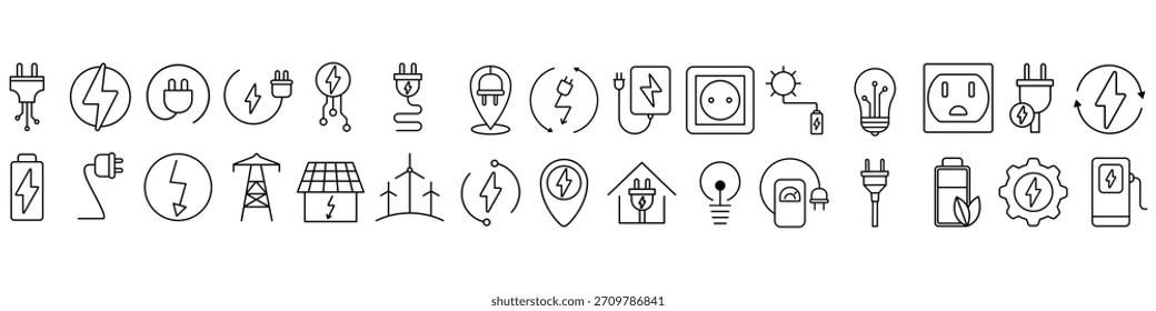 Electricity icon vector set. Energy illustration sign collection. Electric current symbol. power Logo. 