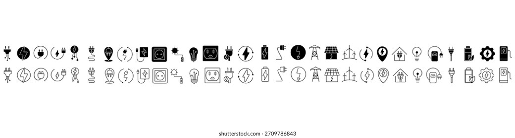 Electricity icon vector set. Energy illustration sign collection. Electric current symbol. power Logo. 