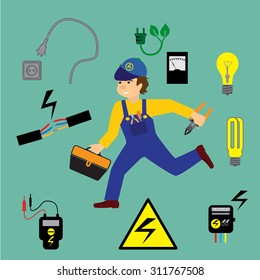 Electricity icons in colors