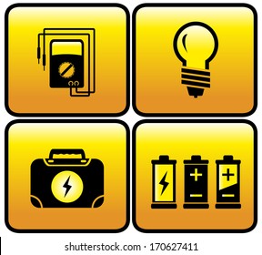 for electricity icons - glossy electrical button set