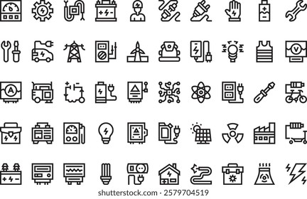 Electricity icons High-Quality Vector Icons Collection with Editable Stroke. Ideal for Professional and Creative Projects