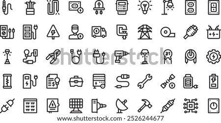 Electricity icons High-Quality Vector Icons Collection with Editable Stroke. Ideal for Professional and Creative Projects.