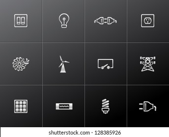 Electricity icons in metallic styles
