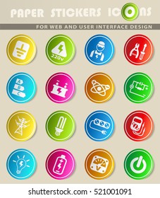 electricity icons on color paper stickers for your design