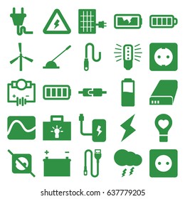 Electricity icons set. set of 25 electricity filled icons such as mill, plug socket, bulb heart, baterry, arm lever, wire, battery, ful battery, broken battery, plug