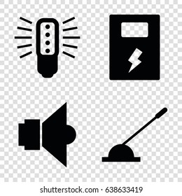 Electricity icons set. set of 4 electricity filled icons such as arm lever, lamp, battery