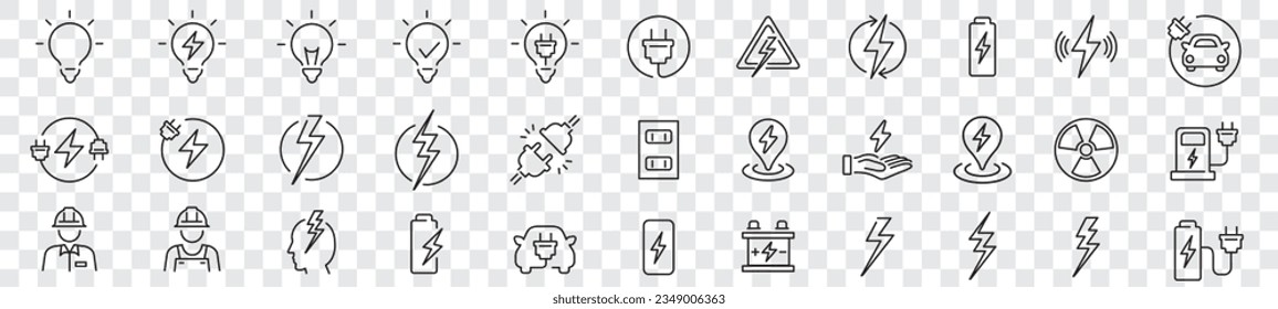 Electricity icons set collection green energy vector illustration