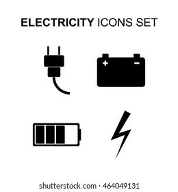 Electricity icons set. Silhouette flat design vector illustration