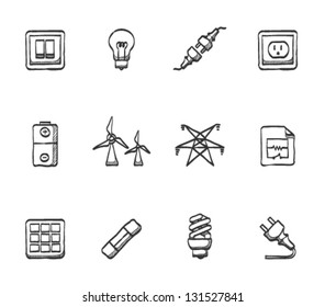 Electricity icons in sketches