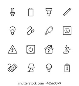 Electricity icons. Strokes have not been expanded.