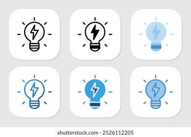 Electricity icons with various design styles